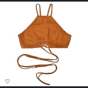 Coachella Crop Top Tan wrap around